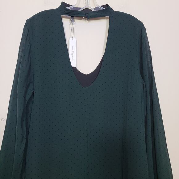 Sanctuary Green Polka Dot Shocker Shift Dress L - Picture 5 of 11